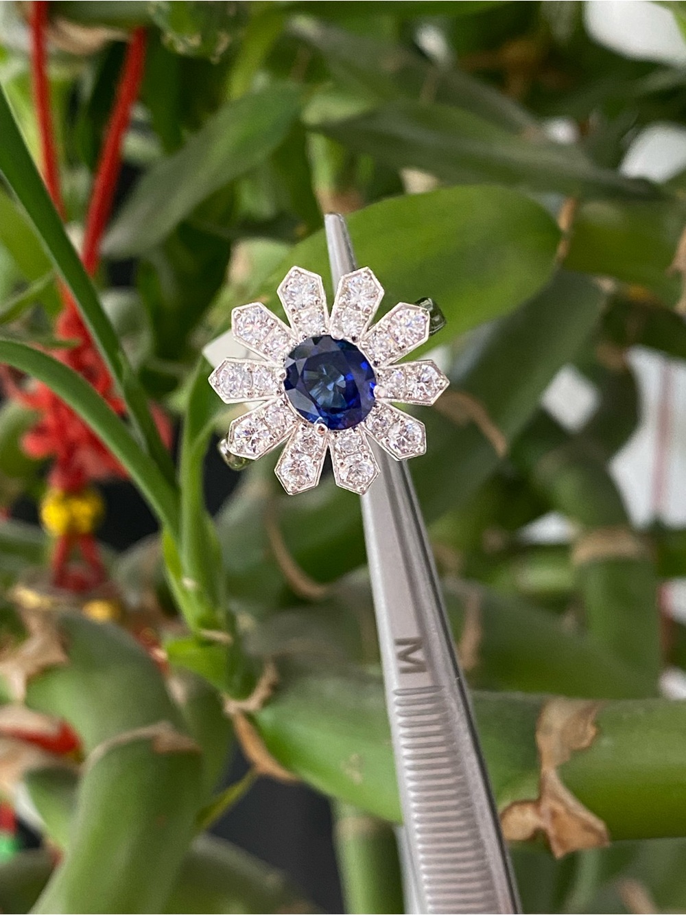 925 Sterling Silver White And Blue CZ Ring
